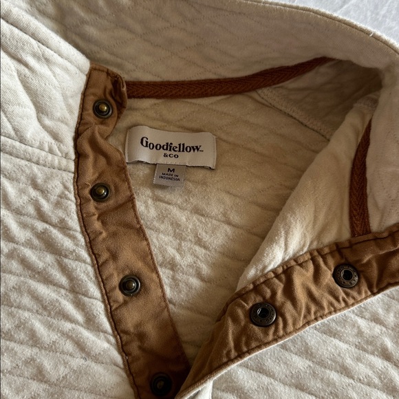 Goodfellow & Co Cream Quilted Zip-Neck Sweater - Picture 2 of 3